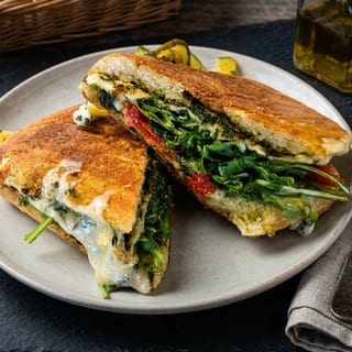 Three Cheese Pesto Panini Sandwich