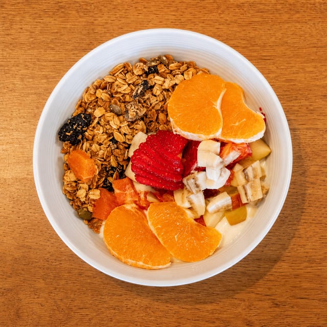 Fruit, Straus Yogurt & House Made Granola.