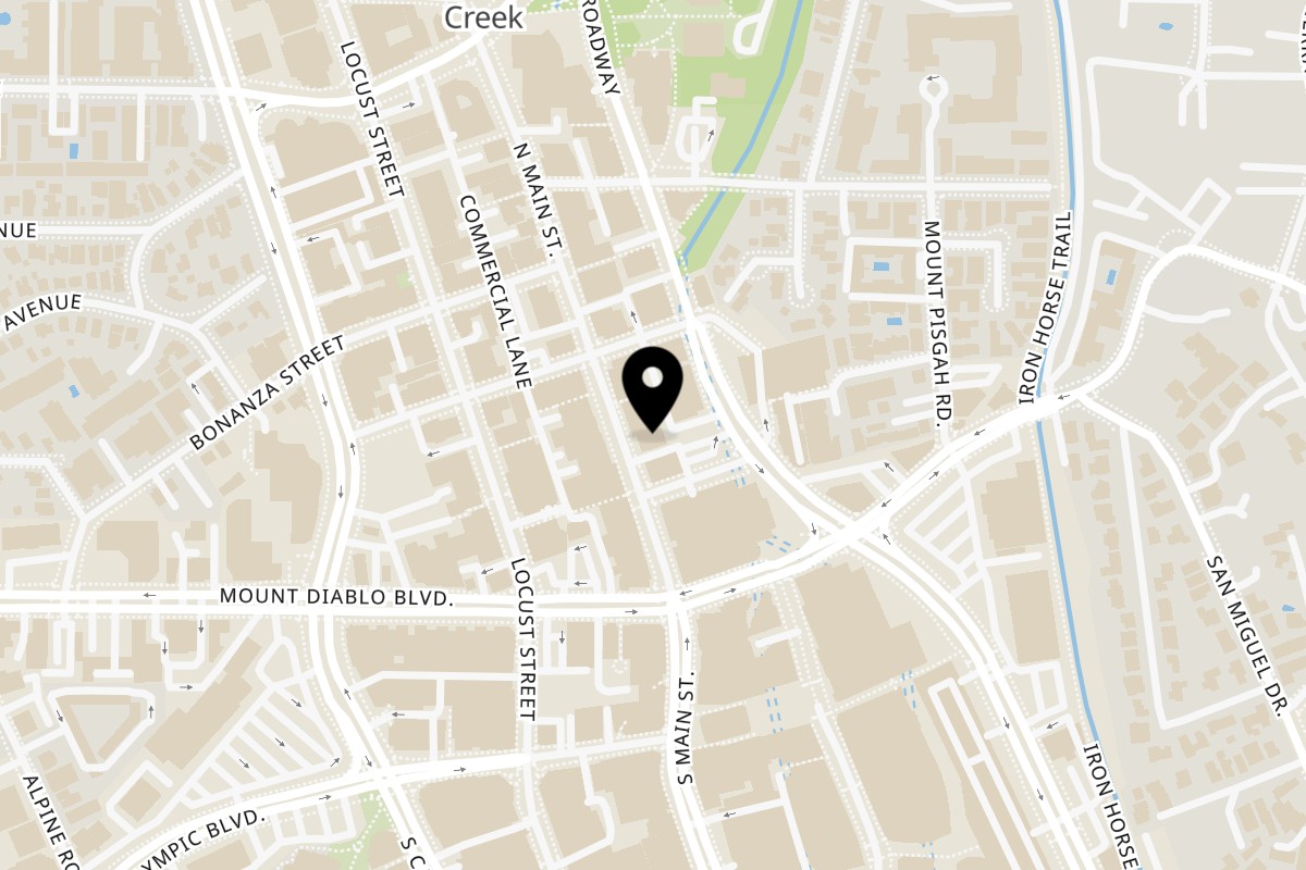 Map showing the location of Main Street Kitchen & Bar on 1358 N Main St in Walnut Creek